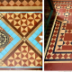 Professionally cleaned Victorian geometric and encaustic floor tiles following specialist conservation cleaning in Scotland.