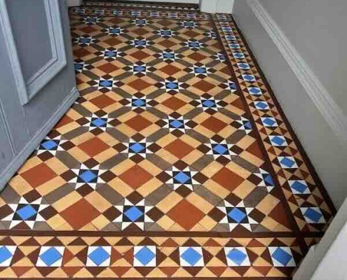 Victorian tile floor after specialist cleaning and restoration in Bearsden, Glasgow